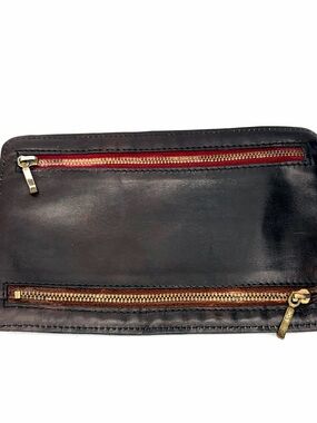 Vintage Dark Brown Italian Leather 4-Way Zip Multi-Currency Wallet